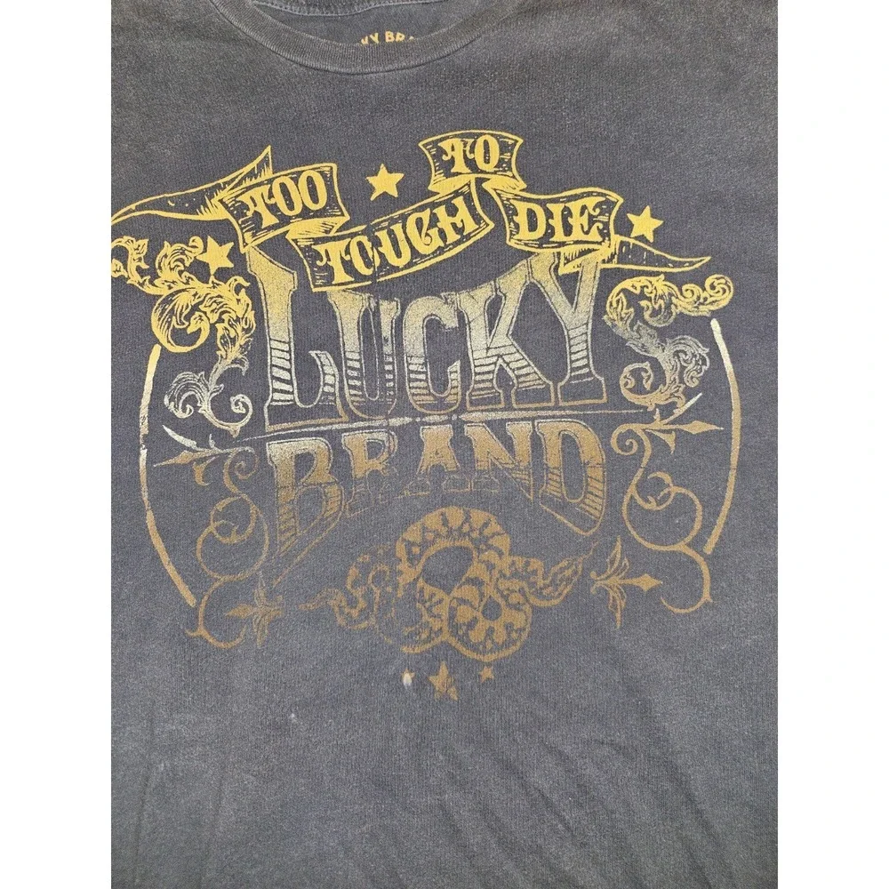 Mens Lucky Brand, Too Tough To Die, Rattlesnake Tshirt. Grey. Sz XL. Very Soft